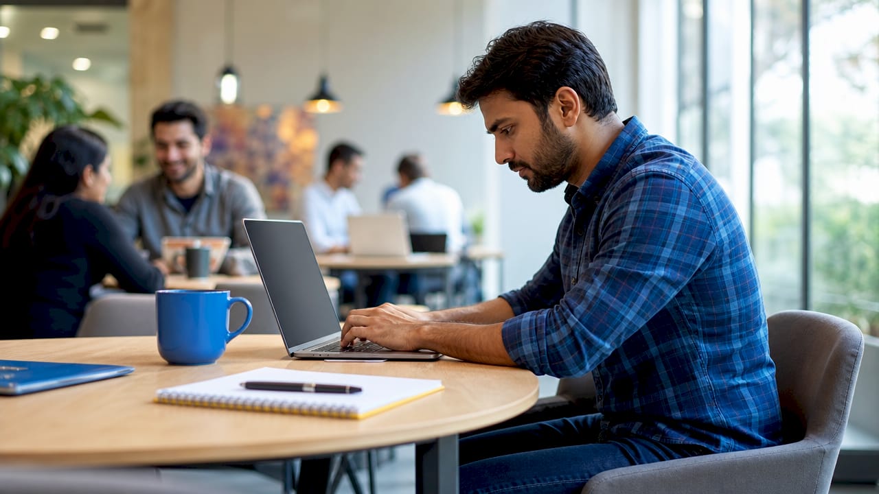 Software tester working on AI-assisted testing scripts