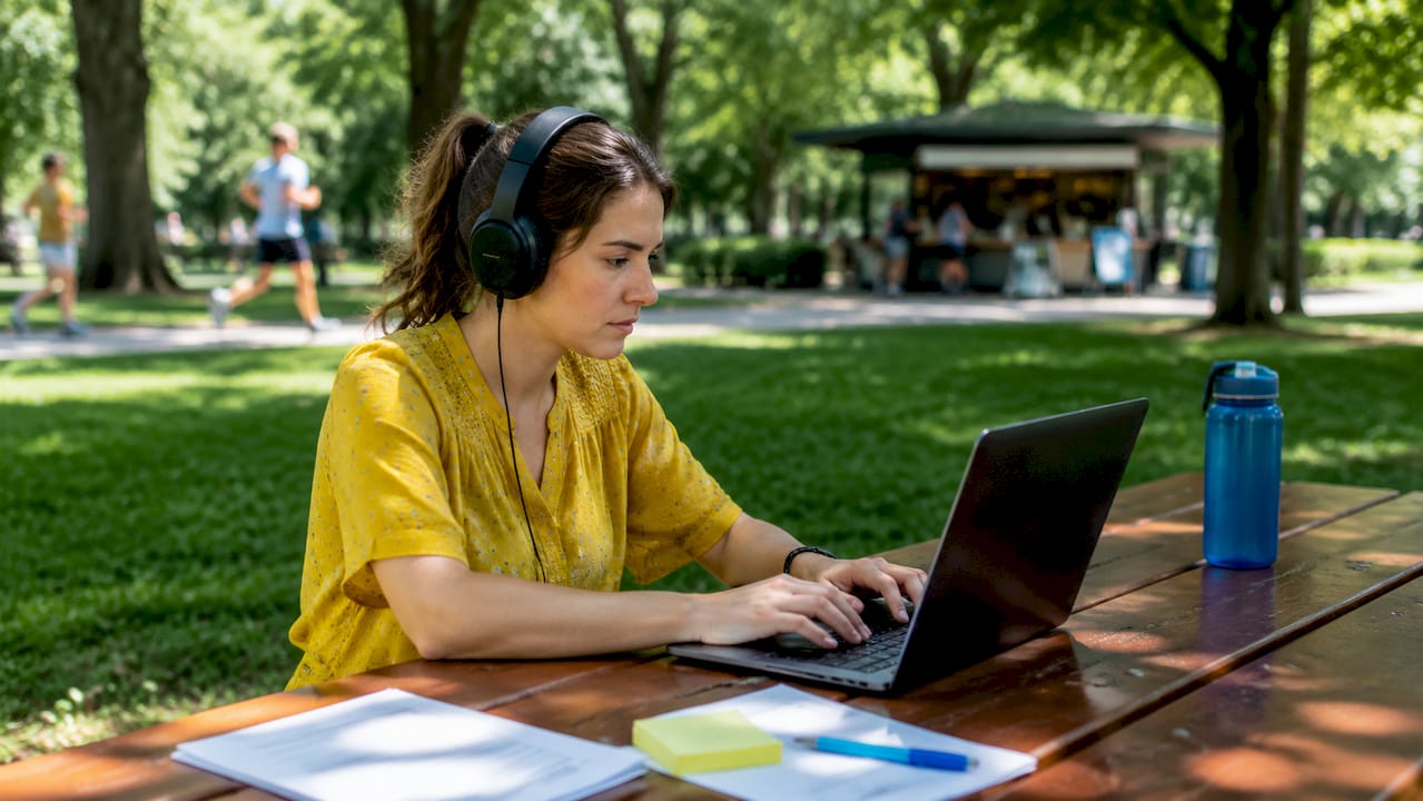 User performing software testing on laptop