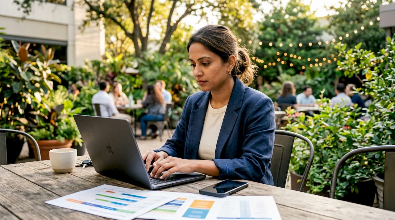 Woman working on software alternatives comparison
