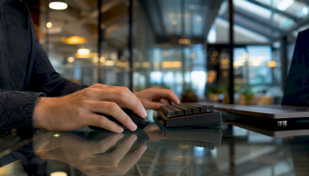 Hands validating software on device without visible screen content