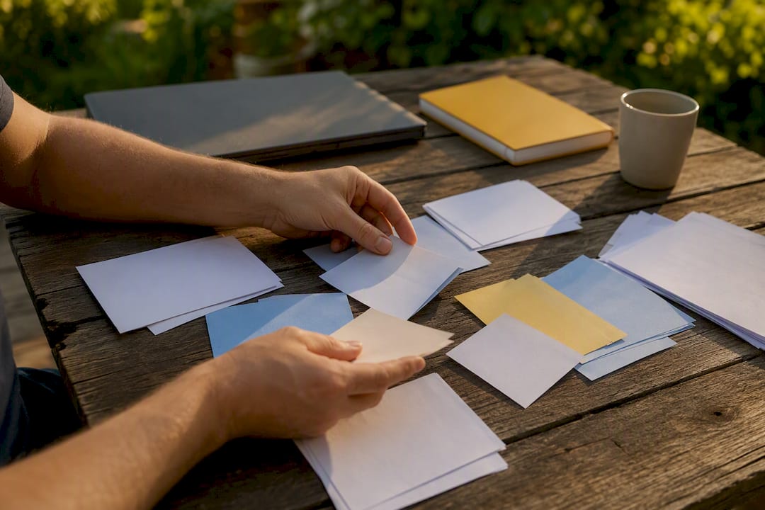 Hands organizing bug reports and audit evidence