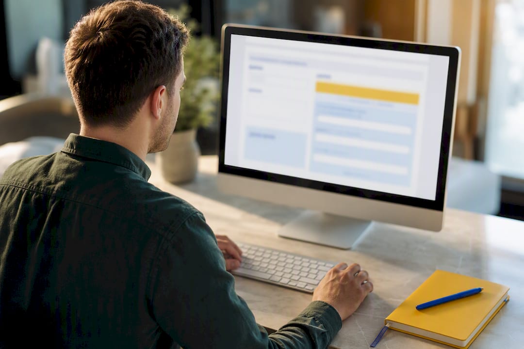 Analyst reviewing a structured intake form