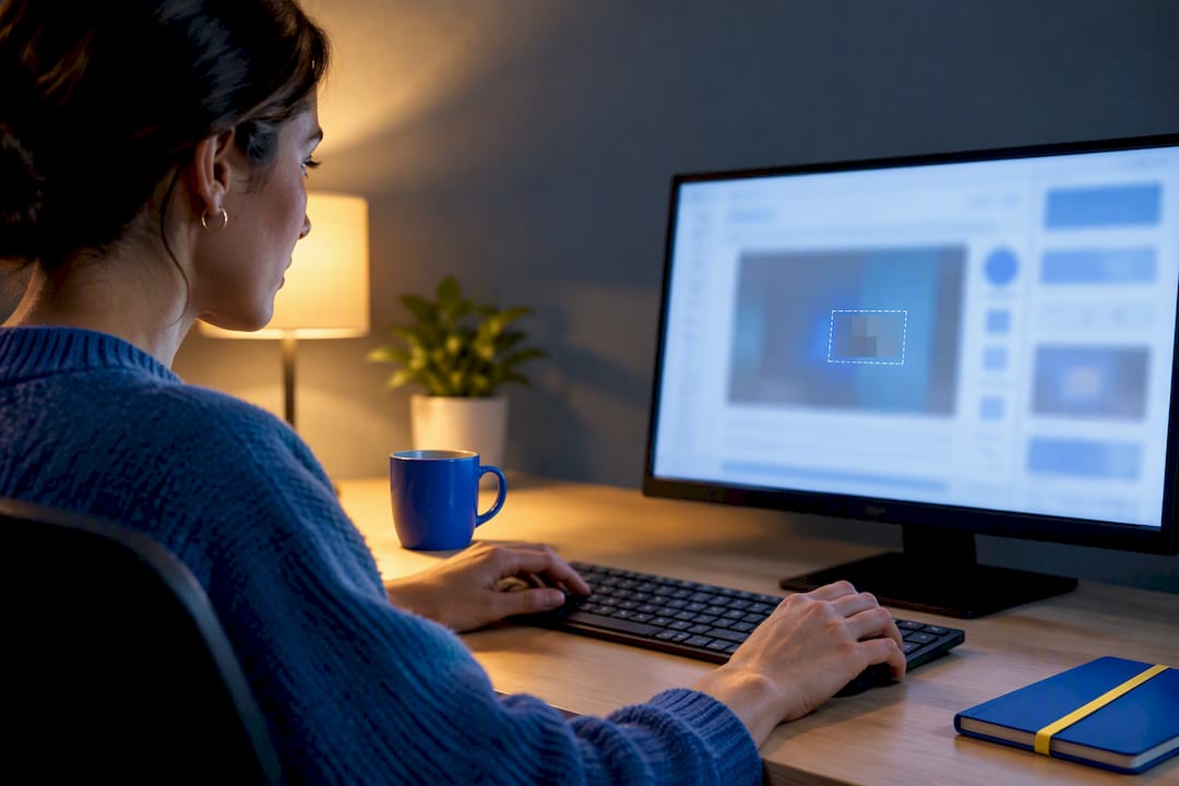 Tester reviewing a privacy-masked recording