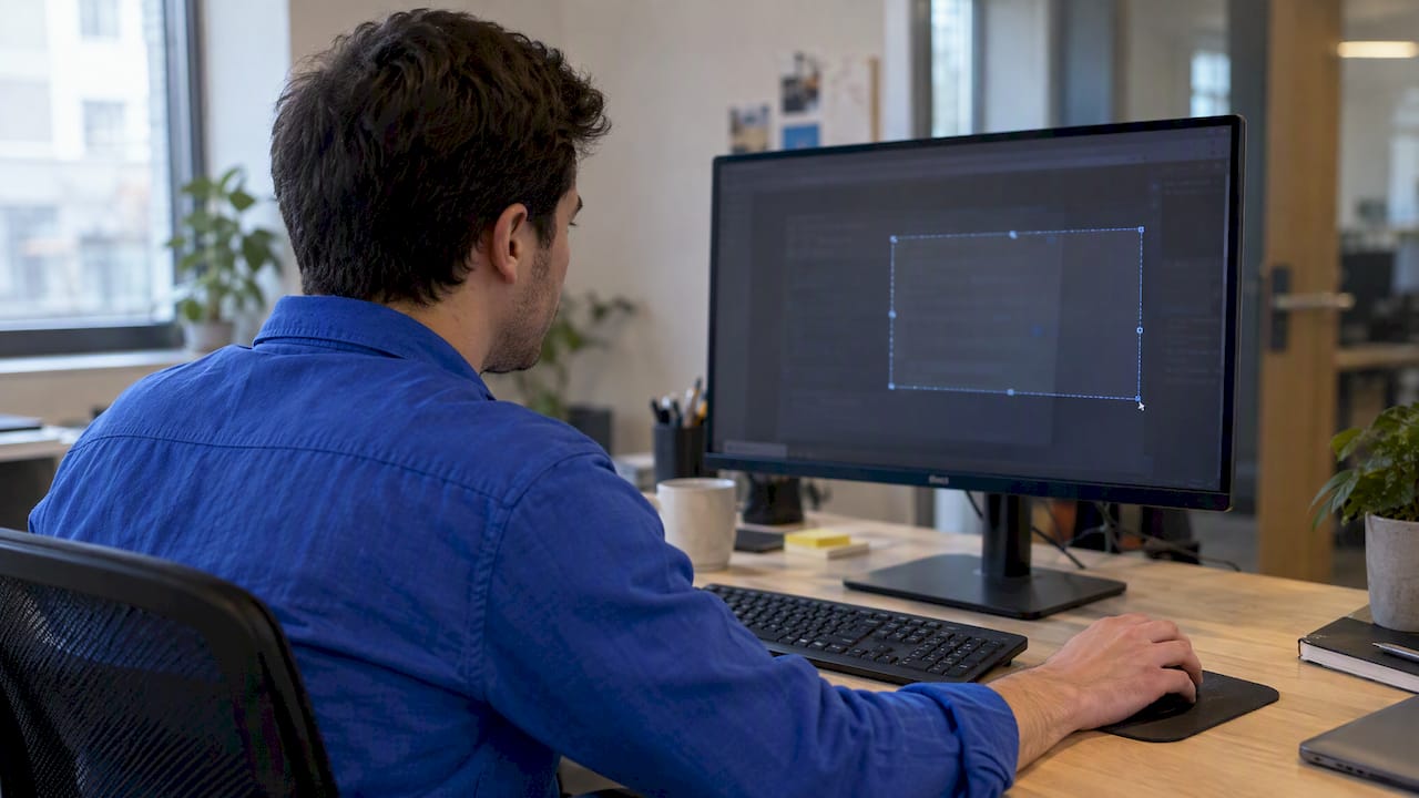 QA analyst selecting a screen recording region